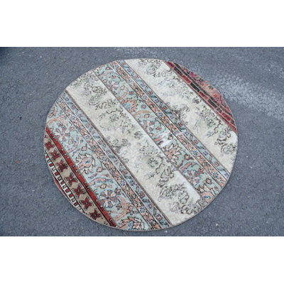 3.6x3.6 ft Small Rugs, Vintage Rugs, Anatolian Rugs, Green Statement Rug, Turkish Rugs, Oushak Rug