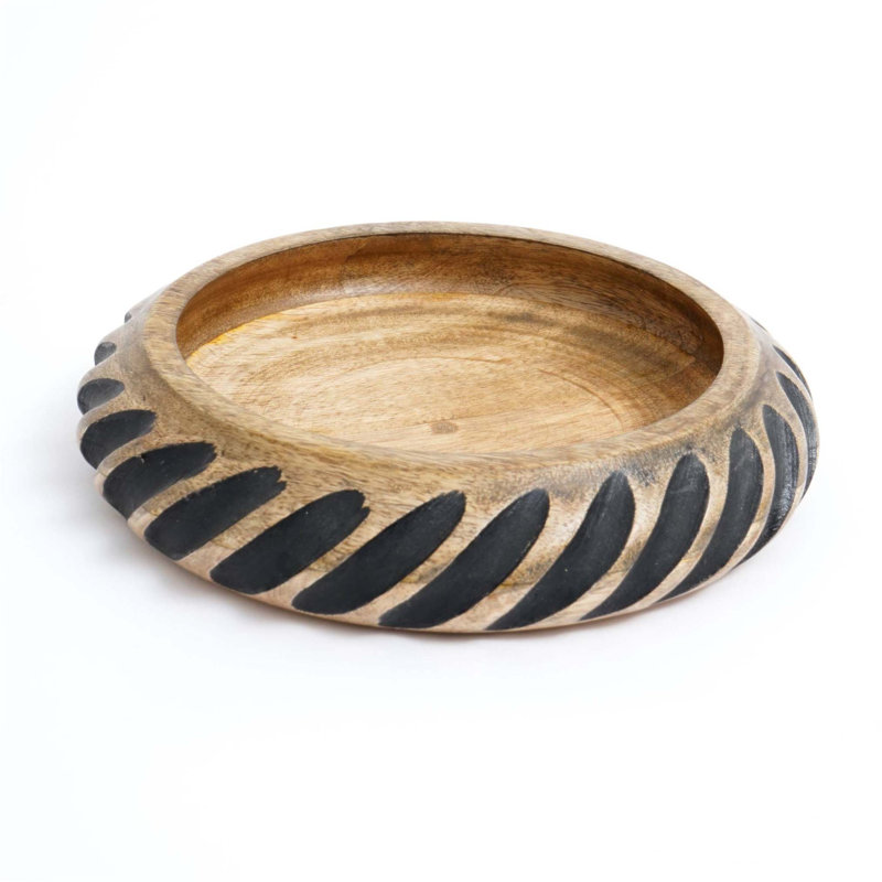 Bol en bois fait à la main Dannel avec remplissage noir, parfait pour servir et décorer, fabriqué à partir de bois de manguier de qualité supérieure