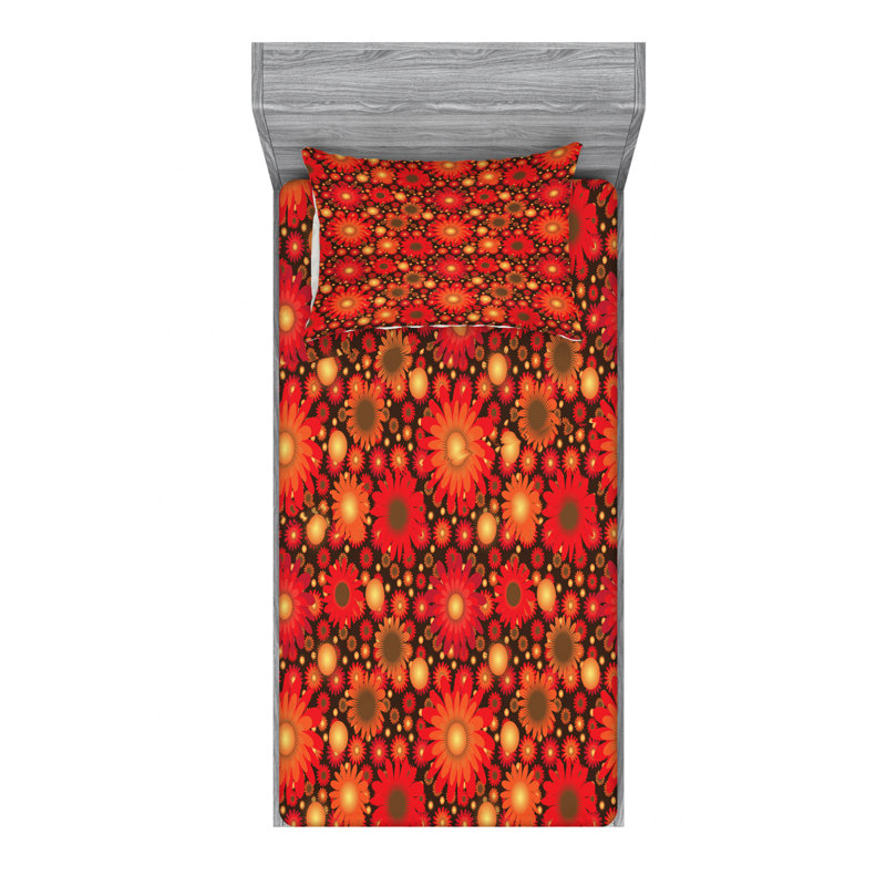 Microfiber Floral Sheet Set, Twin Sheet Set with Fitted Sheet