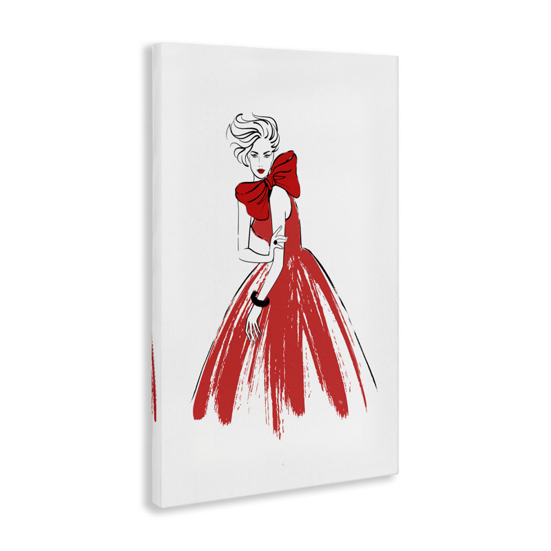 «Lady & Red Bow Dress», art mural par Martina Pavlova, H 30 po x l 20 po