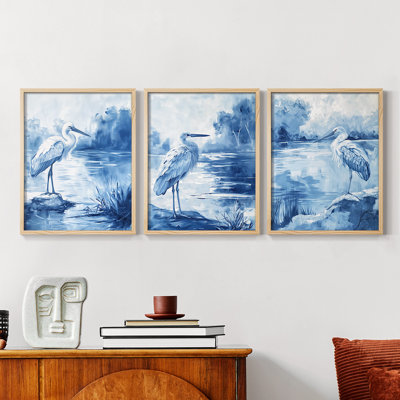 Aviary Study  Series  XXXVI  -Set Of 3 Framed Giclee Prints -Ready to Hang