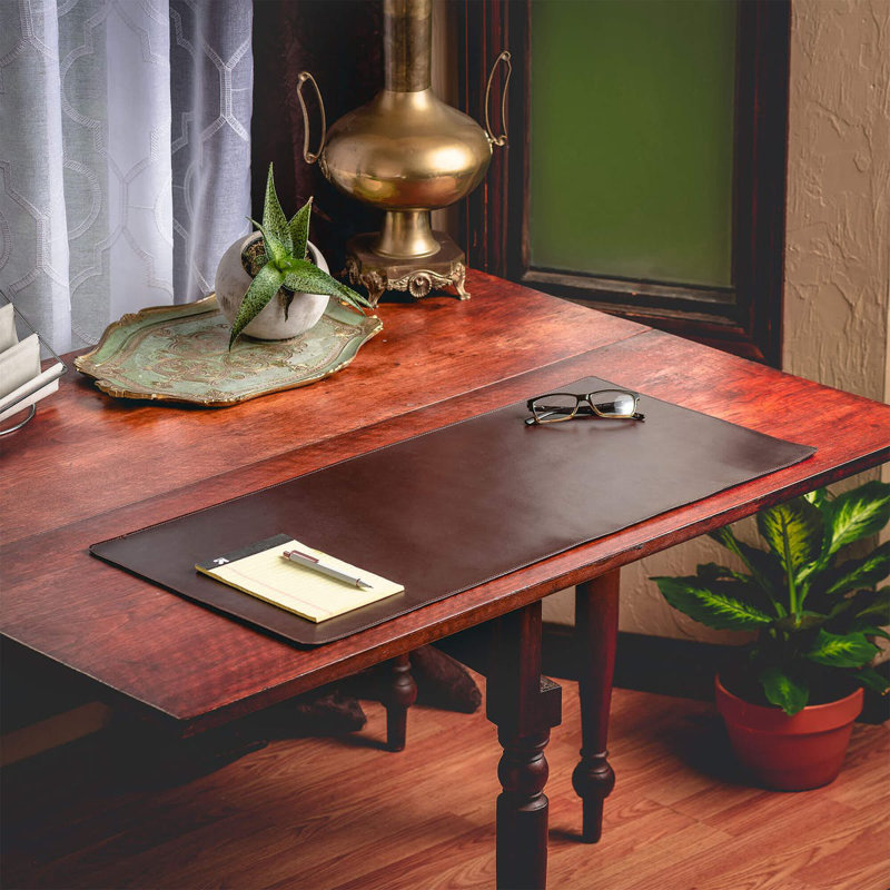 Bonded Leather Desk Pad, Dark Brown, 32" H x 15" W x 0.08" D