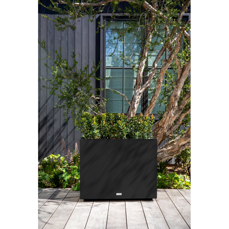 Block Series Span Planter, 24.25” H x 30” W x 12” D, Black
