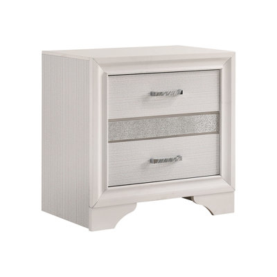 2 Drawers Wooden Nightstand In White