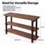 Console en bois massif à 3 niveaux de 122 cm (48 po) avec tablettes ouvertes, couleur noyer