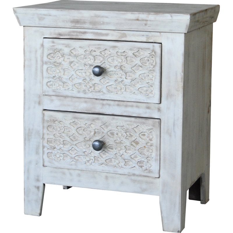 Balabak Solid Wood Carved Bedside Table