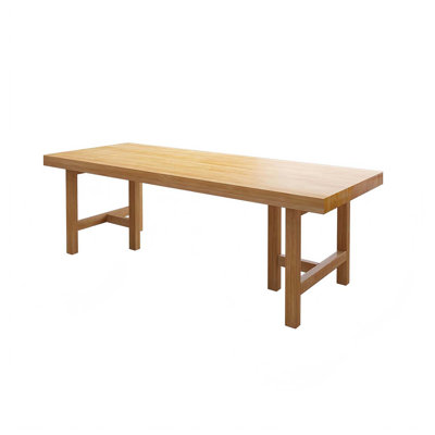 Modern Minimalist Solid Wood Conference Table with Thick Top in Natural Finish