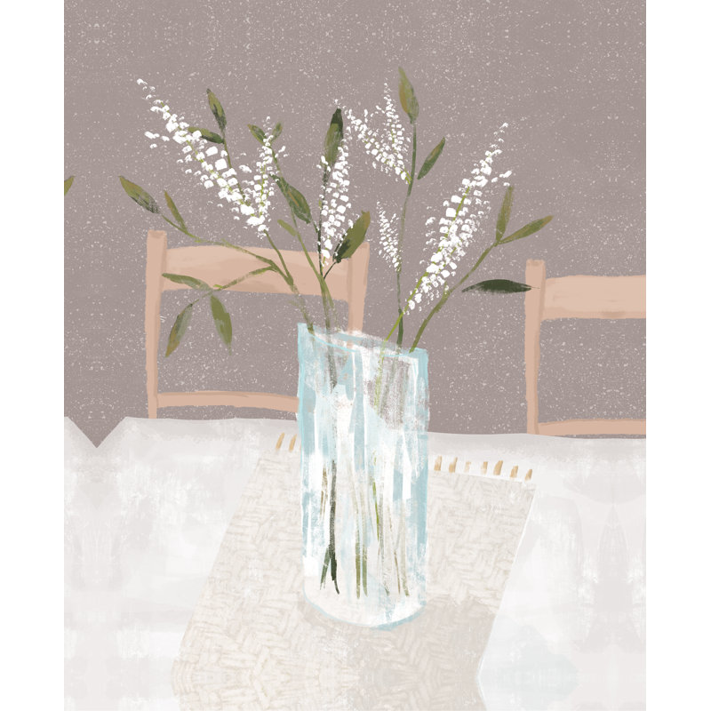 Glass Vase at Table - Painting Print, Black Floater Framed, 46cm H x 30cm W