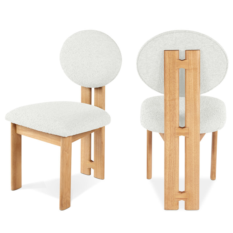 Brityn Boucle Fabric Upholstered Side Chair, Natural, Cream Boucle Fabric