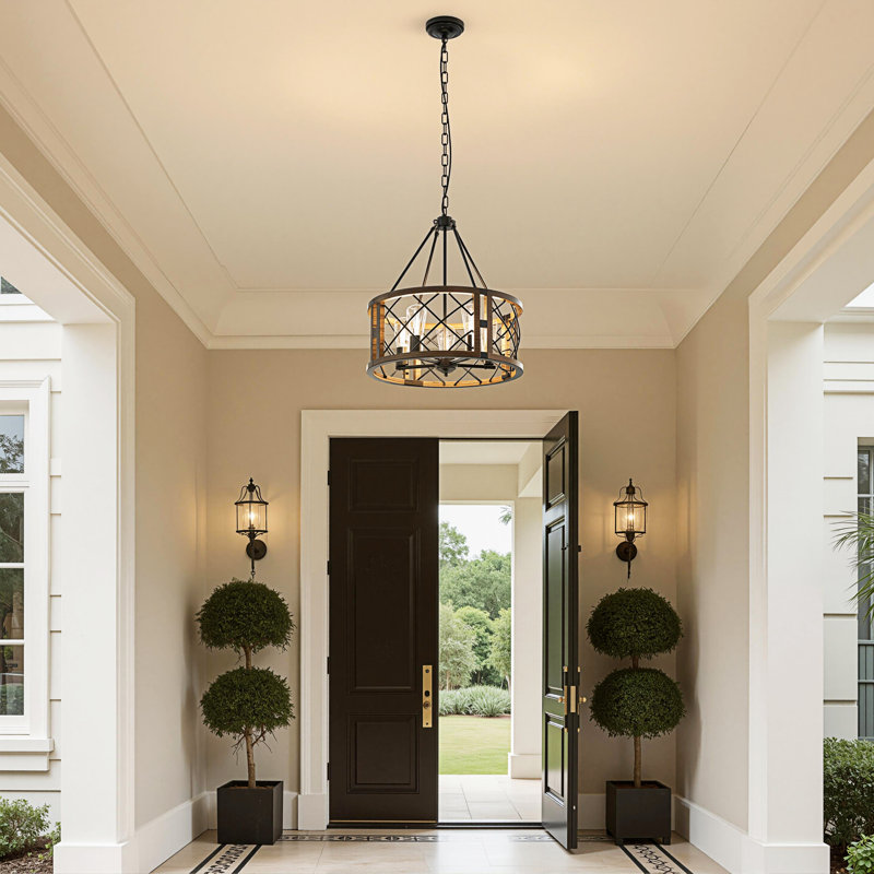 Lustre tambour de style campagnard à 5 lumières 19,7 po
