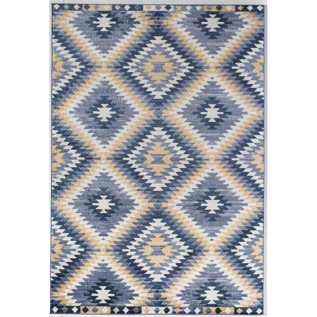 Heron Bodrum Tribal Kilim Denim Area Rug Union Rustic Rug 