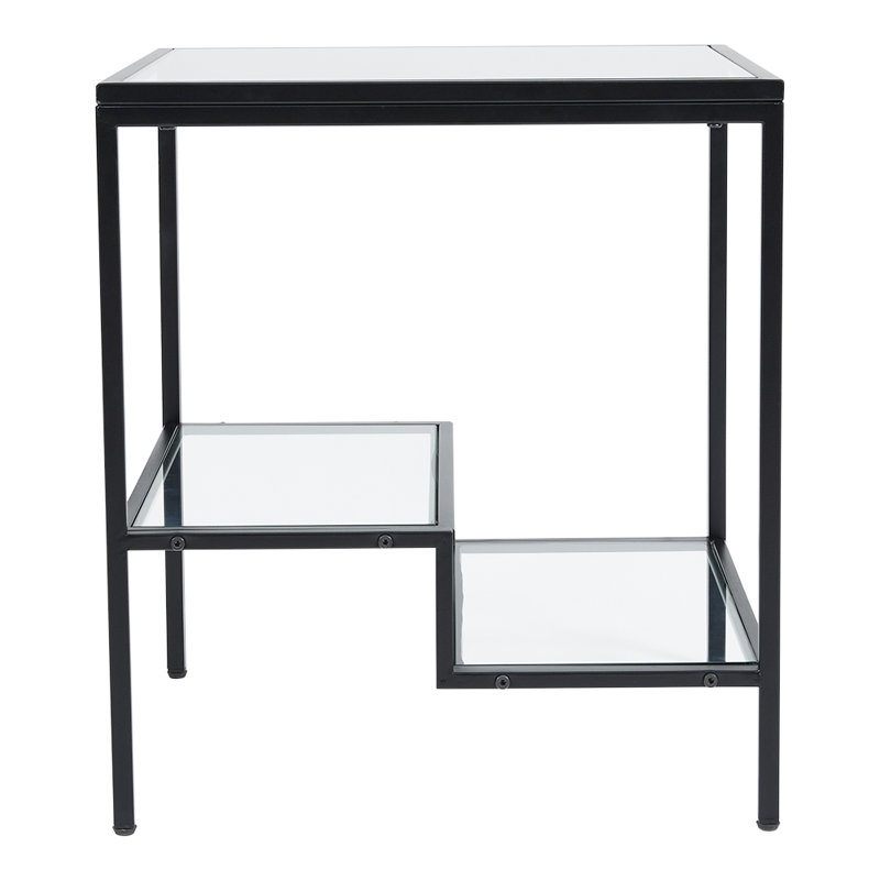 Square Black Glass Side Table