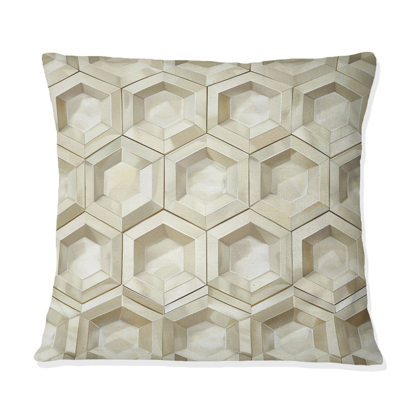 Coussin décoratif moderne beige et gris, H 18 po x l 18 po
