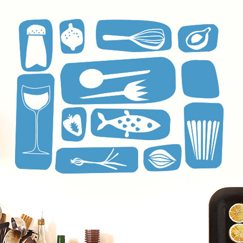 Kitchen Symbols Wall Sticker, Medium, Blue