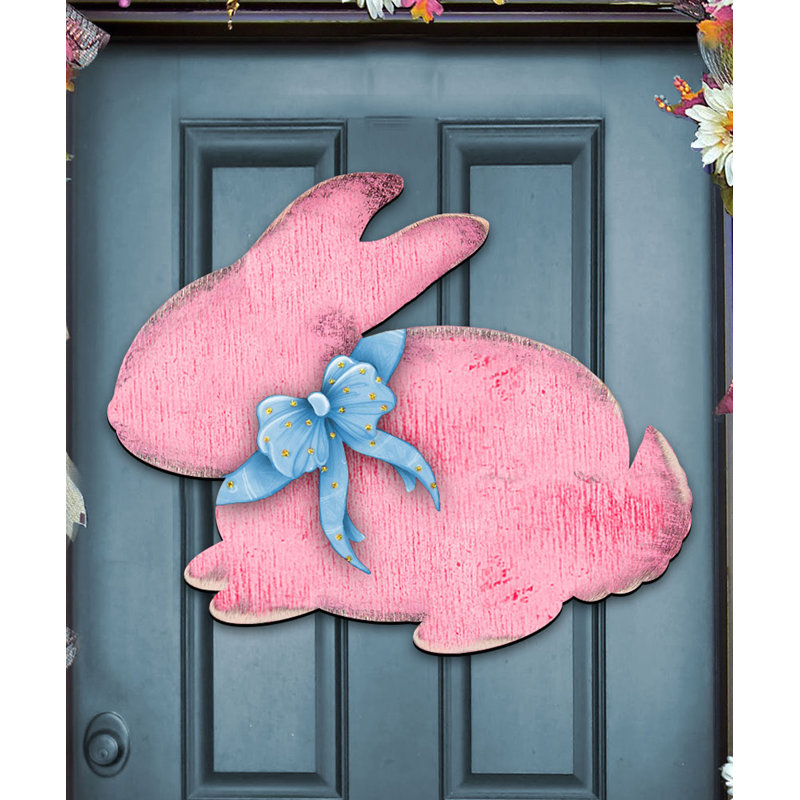 Crochet mural Blue Bunny, Rose