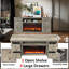 Meuble télé avec foyer électrique 36 po Farmhouse, console multimédia 31 po avec tiroir, flamme réglable, pour téléviseurs de 80 po-2089285036