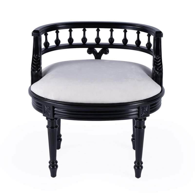 Jules Upholstered Vanity Stool, Black