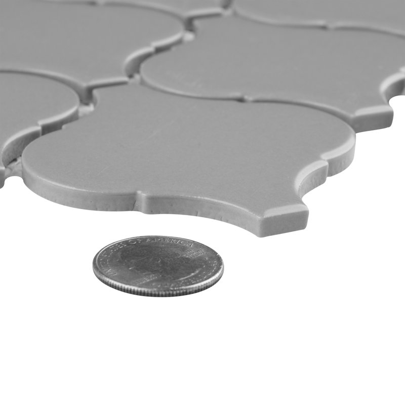 Metro Lantern 9-1/2 " x 10-3/4 " Porcelain Mosaic Floor and Wall Tile, Light Gray Glossy