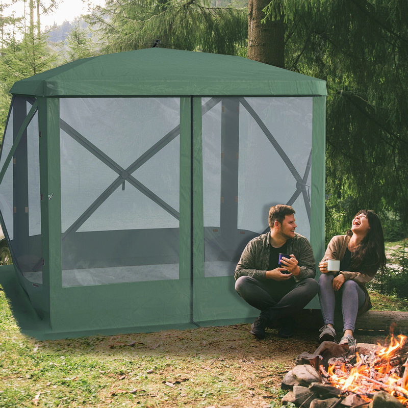 Green 7x7FT Pop-Up Camping Canopy Gazebo with Mesh Sides