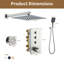 Système de douche thermostatique mural à 3 fonctions 12 po avec pomme de douche carrée-119136746