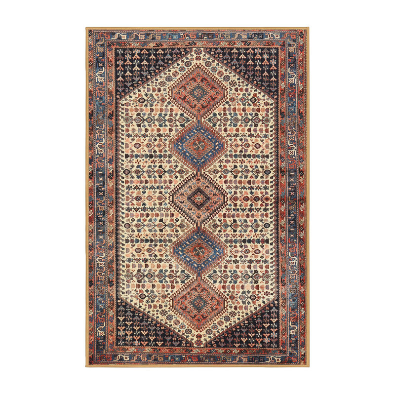 Tapis noir / beige / rouge Southwestern, Rectangle 3 pi x 5 pi