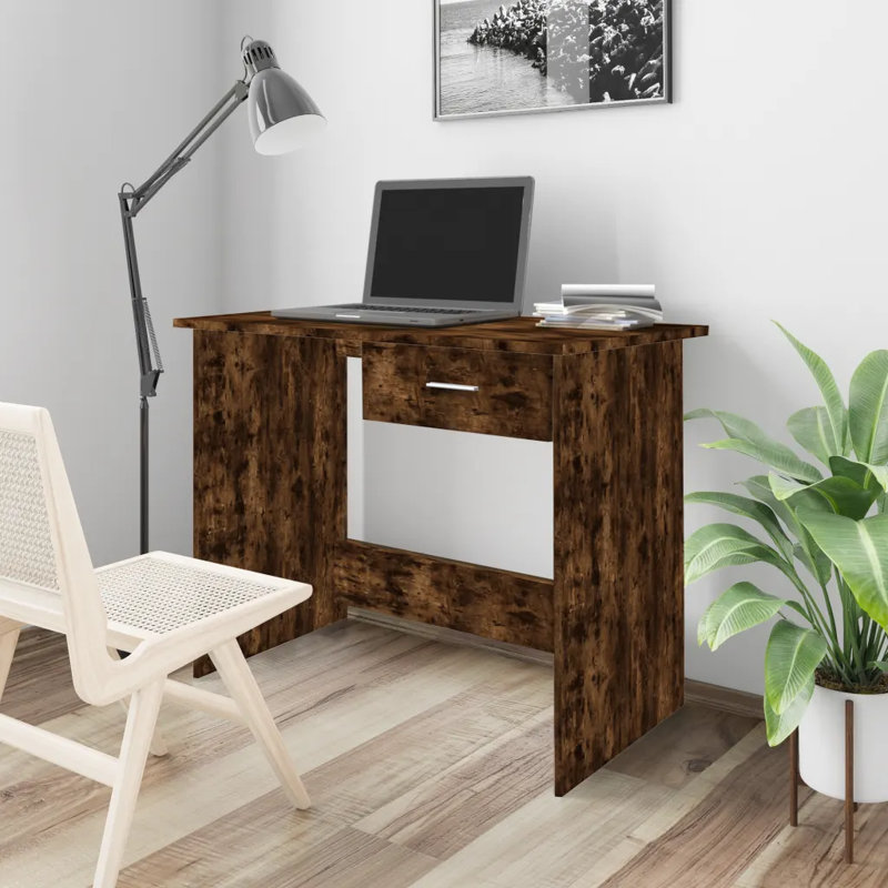 Kadden 100Cm Rectangular Writing Desk, Smoked Oak