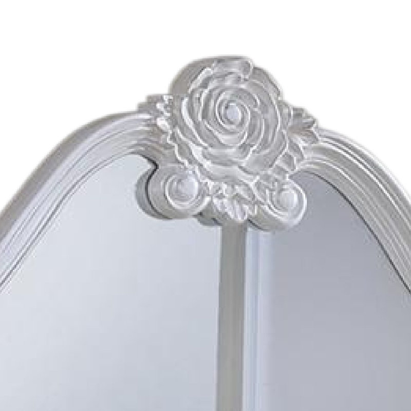 Miroir pour commode Ventra, 51 po, bois massif blanc arqué classique, Blanc