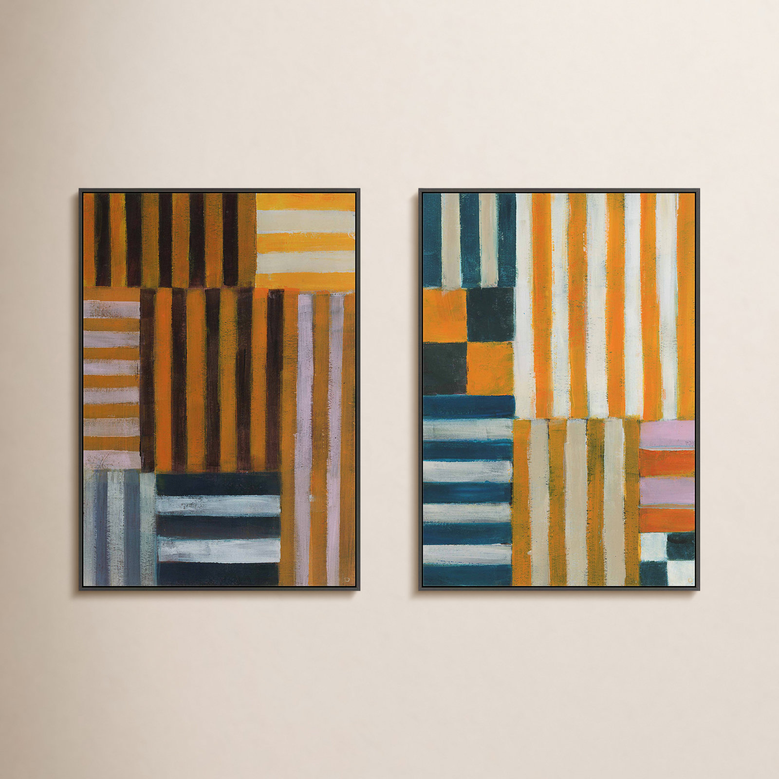 Back-and-Forth 2-Piece Print Set, 20" H x 16" W, Black, Framed Print Canvas without Mat