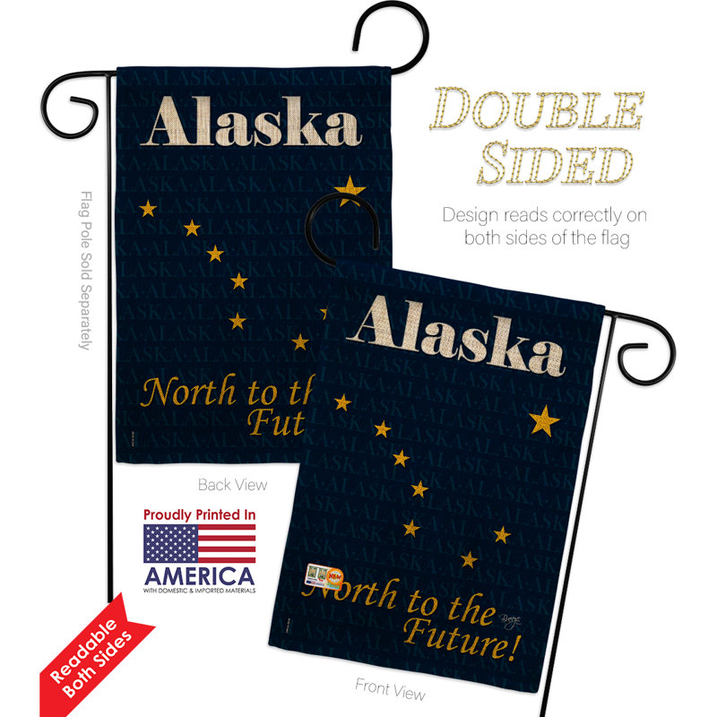 Drapeau de jardin à 2 côtés 5 pi 5 po x 1 pi. en toile jutes alaska americana statements