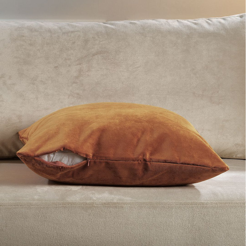 Housse de coussin en velours mat 1pc, Carré 12 po, Bourbon