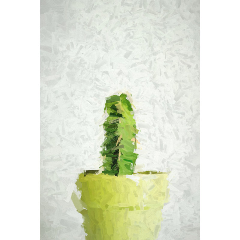 Cactus In Pot - Wrapped Canvas Painting, 91cm H x 61cm W x 3.8cm D