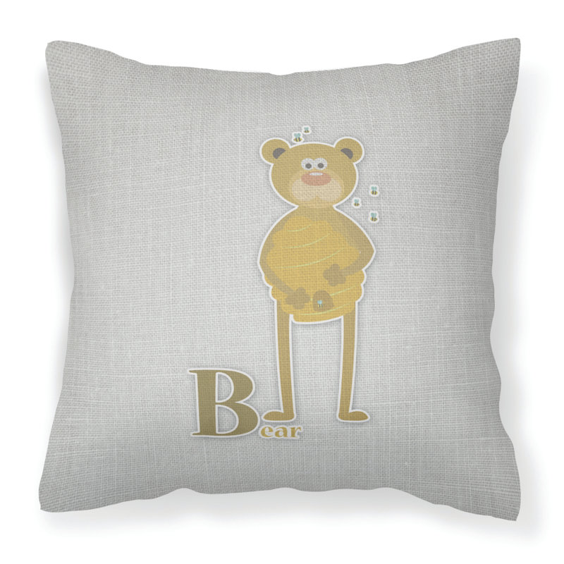 Coussin décoratif intérieur/extérieur alphabet b for bear, B, 18 po x 18 po
