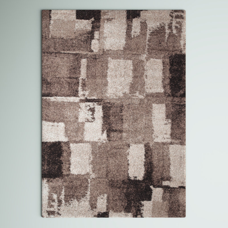 Tapis chocolat / ivoire / brun clair tissé à plat Romeo, Rectangle 5 pi 3 po x 7 pi 6 po