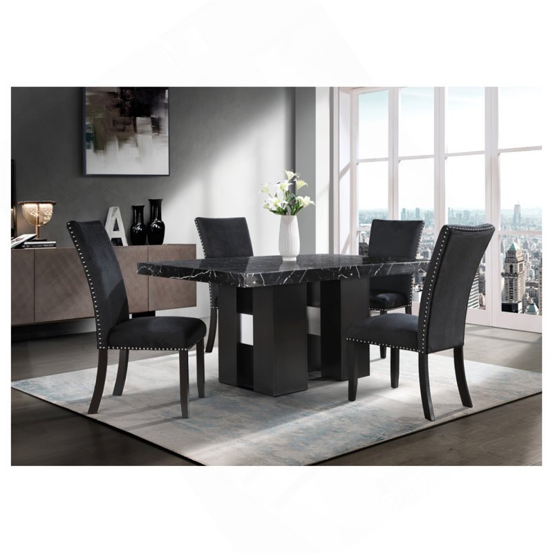 JHOANNA 5PC DINING TABLE SET, Black