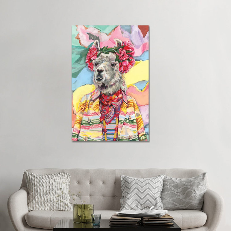 Impression « Desert llama » par Heather Perry, Pas de tapis, Toile tendue, H 48 po x l 32 po x P 1,5 po