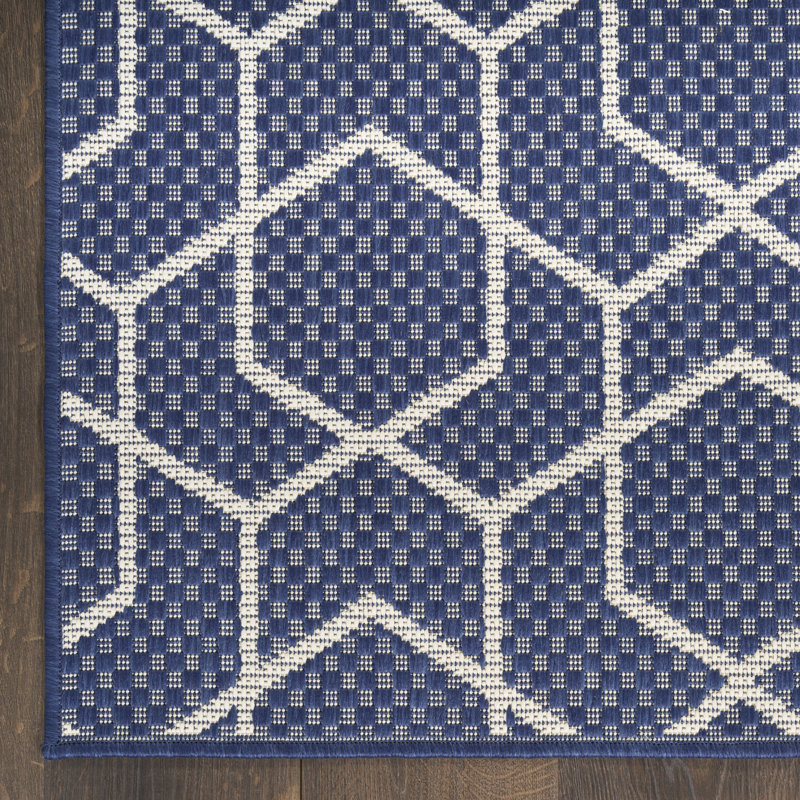 Reidy Modern Indoor/Outdoor Rug, Runner 2'2" x 8', Navy