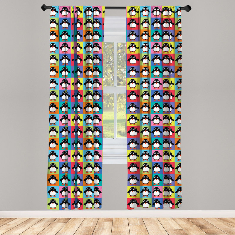 Paire de rideaux semi-transparents avec passe-tringle Penguin, 28 po x 95 po