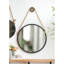 Miroir rond 29,5 po avec cadre en fer noir et corde robuste pour le salon-499810209