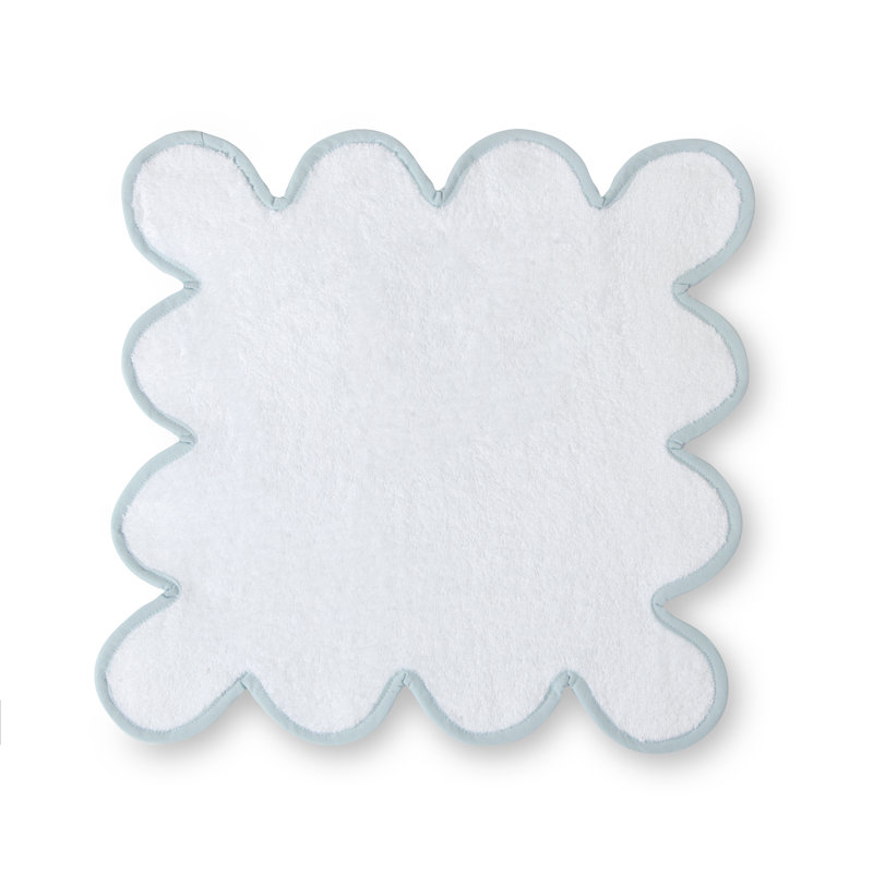 Scalloped Hand Towel, White/Light Gray, Washcloth