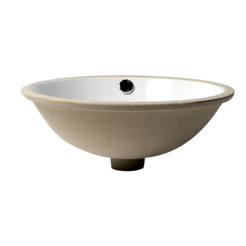 White Ceramic Round Undermount Bathroom Sink with Overflow
