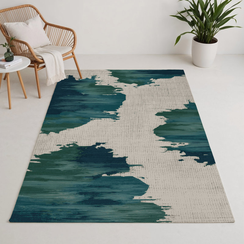 Watercolor Gray Indoor and Outdoor Area Rug, Rectangle 3' x 5'