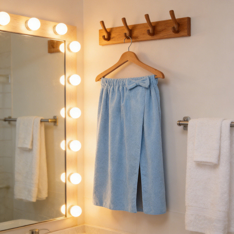 Bath Towel Robe for Women Spa Bath Robe,Lightweight Absorbent,Wearable Bath Wrap, Blue
