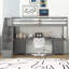 Structure de lit mezzanine simple avec bureau intégré et tiroirs de rangement doubles, gris-521377116