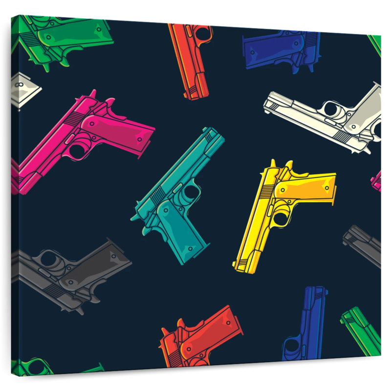 Pistolets colorés, H 10 po x l 10 po