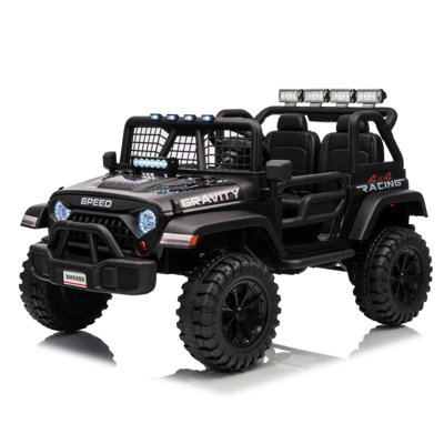 24 Volt Ride On Toys With Remote Control，Electric Ride On Truck Car With Shock Absorber, Led Lights, Bluetooth Music Player, Plastic Tires