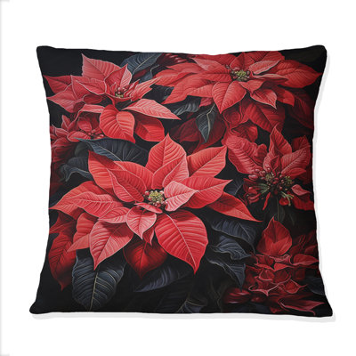 Coussin Poinsettia Flower Noir I - Poinsettias