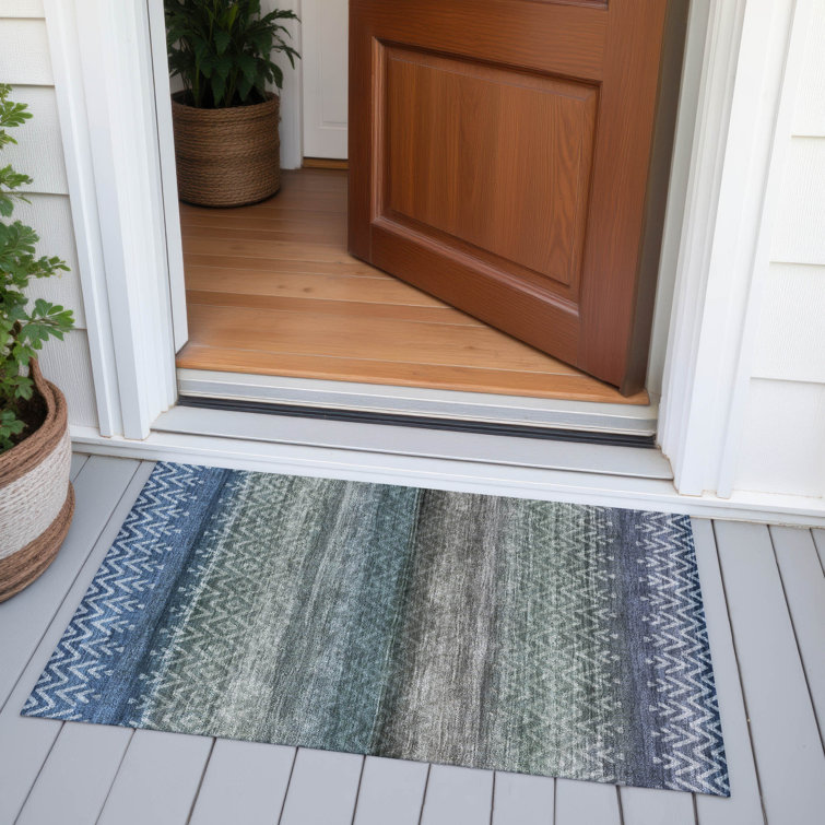 Tapis bleu intérieur / extérieur lavable à la machine Xhevrie