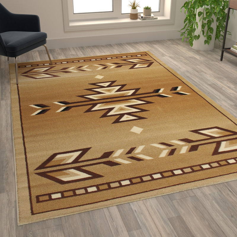 Tapis d'intérieur à motif polyvalent de style sud-ouest Akyah, Rectangle 5 pi x 7 pi