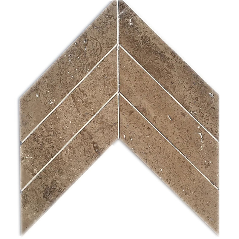 Carrelage mural en pierre naturelle micro-biseauté 12 po x 12 po Mocha Travertine