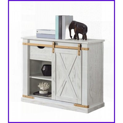Console rustique en or blanc antique avec tiroir & amp; Tablette pour le salon, rangement pratique